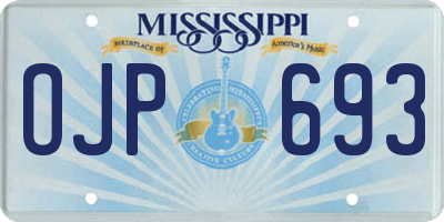 MS license plate OJP693