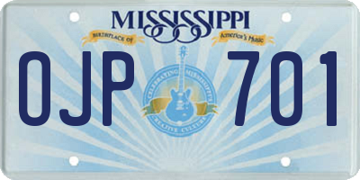 MS license plate OJP701