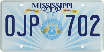 MS license plate OJP702