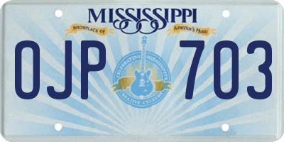 MS license plate OJP703