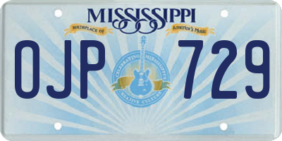 MS license plate OJP729