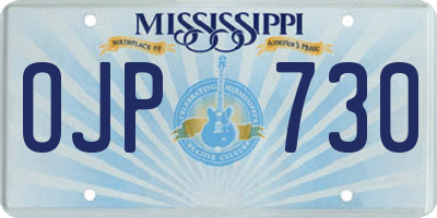 MS license plate OJP730