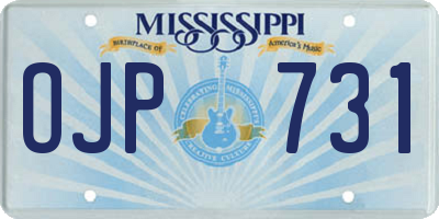MS license plate OJP731
