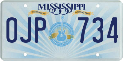 MS license plate OJP734