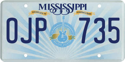 MS license plate OJP735