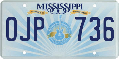 MS license plate OJP736