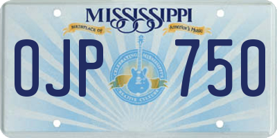 MS license plate OJP750