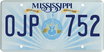 MS license plate OJP752
