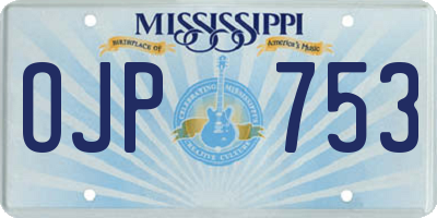 MS license plate OJP753