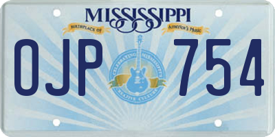 MS license plate OJP754