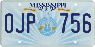 MS license plate OJP756