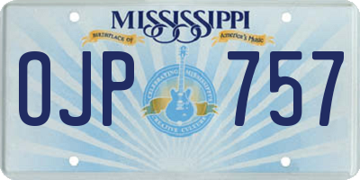 MS license plate OJP757