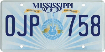 MS license plate OJP758