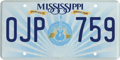 MS license plate OJP759