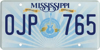 MS license plate OJP765