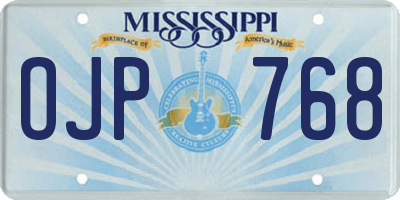 MS license plate OJP768