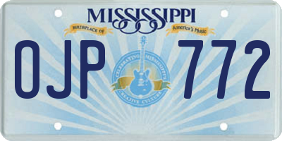 MS license plate OJP772