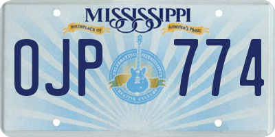 MS license plate OJP774