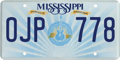 MS license plate OJP778