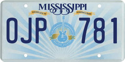 MS license plate OJP781