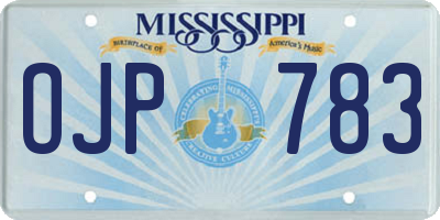 MS license plate OJP783