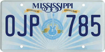 MS license plate OJP785