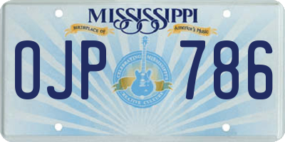 MS license plate OJP786