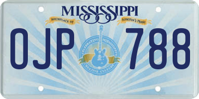 MS license plate OJP788