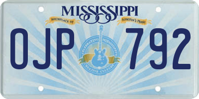 MS license plate OJP792