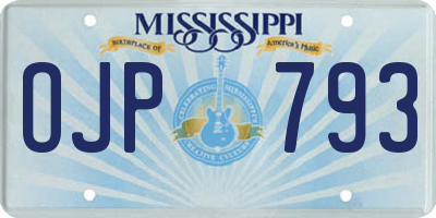 MS license plate OJP793