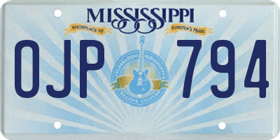 MS license plate OJP794