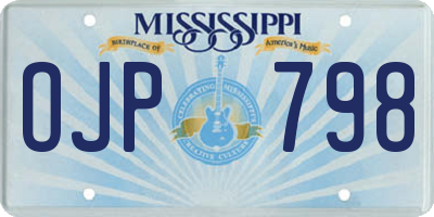 MS license plate OJP798