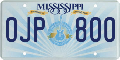 MS license plate OJP800