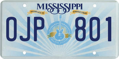 MS license plate OJP801