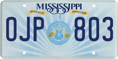 MS license plate OJP803