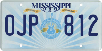 MS license plate OJP812