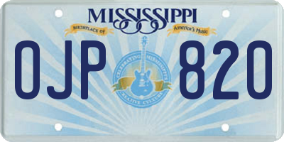 MS license plate OJP820