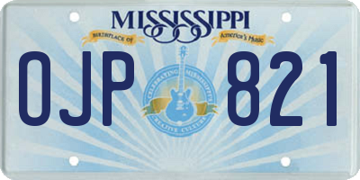 MS license plate OJP821