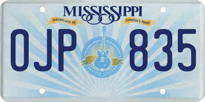 MS license plate OJP835