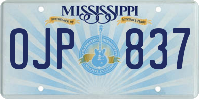 MS license plate OJP837