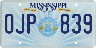 MS license plate OJP839