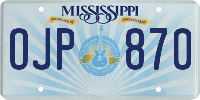 MS license plate OJP870