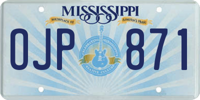 MS license plate OJP871