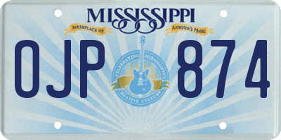 MS license plate OJP874