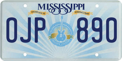 MS license plate OJP890