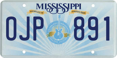 MS license plate OJP891