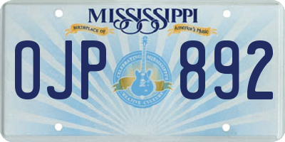 MS license plate OJP892