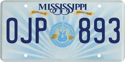 MS license plate OJP893