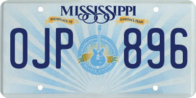 MS license plate OJP896