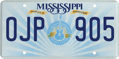 MS license plate OJP905